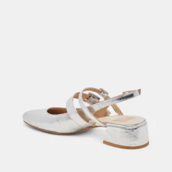 PATZY HEELS SILVER DISTRESSED LEATHER^Dolce Vita Clearance