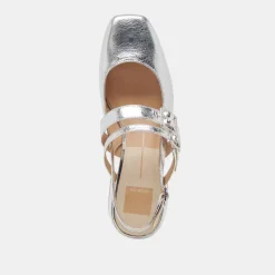 PATZY HEELS SILVER DISTRESSED LEATHER^Dolce Vita Clearance