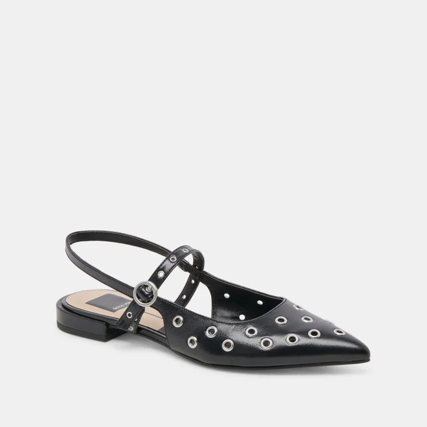 PENNEY STUD FLATS MIDNIGHT CRINKLE PATENT^Dolce Vita Hot