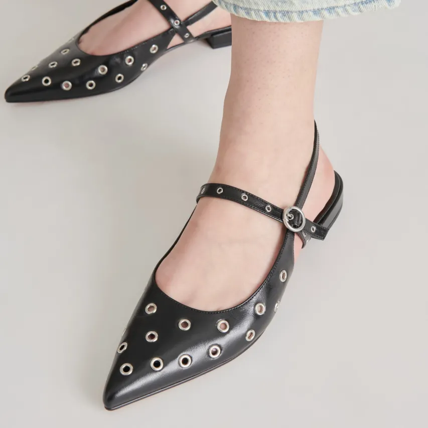 PENNEY STUD FLATS MIDNIGHT CRINKLE PATENT^Dolce Vita Hot