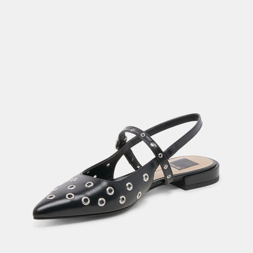 PENNEY STUD FLATS MIDNIGHT CRINKLE PATENT^Dolce Vita Hot