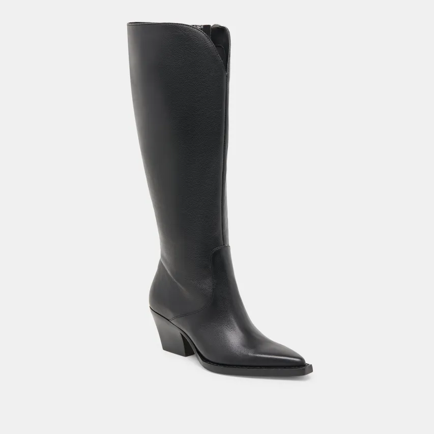 RAJ EXTRA WIDE CALF BOOTS BLACK LEATHER^Dolce Vita Best