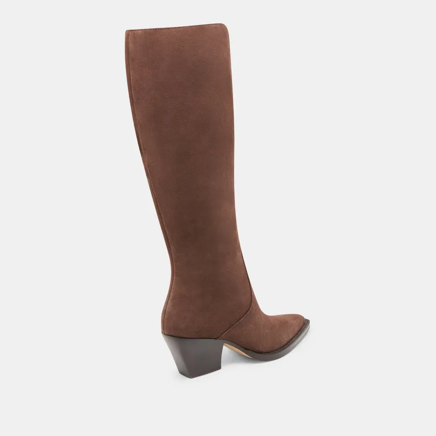 RAJ WIDE CALF BOOTS DK BROWN SUEDE^Dolce Vita Outlet