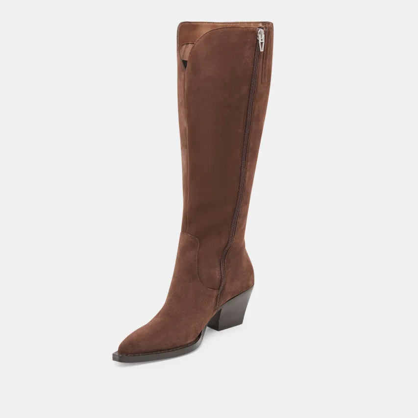 RAJ WIDE CALF BOOTS DK BROWN SUEDE^Dolce Vita Outlet