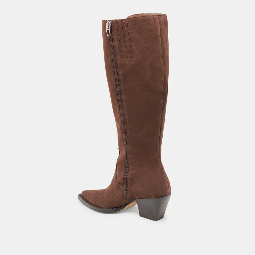 RAJ WIDE CALF BOOTS DK BROWN SUEDE^Dolce Vita Outlet