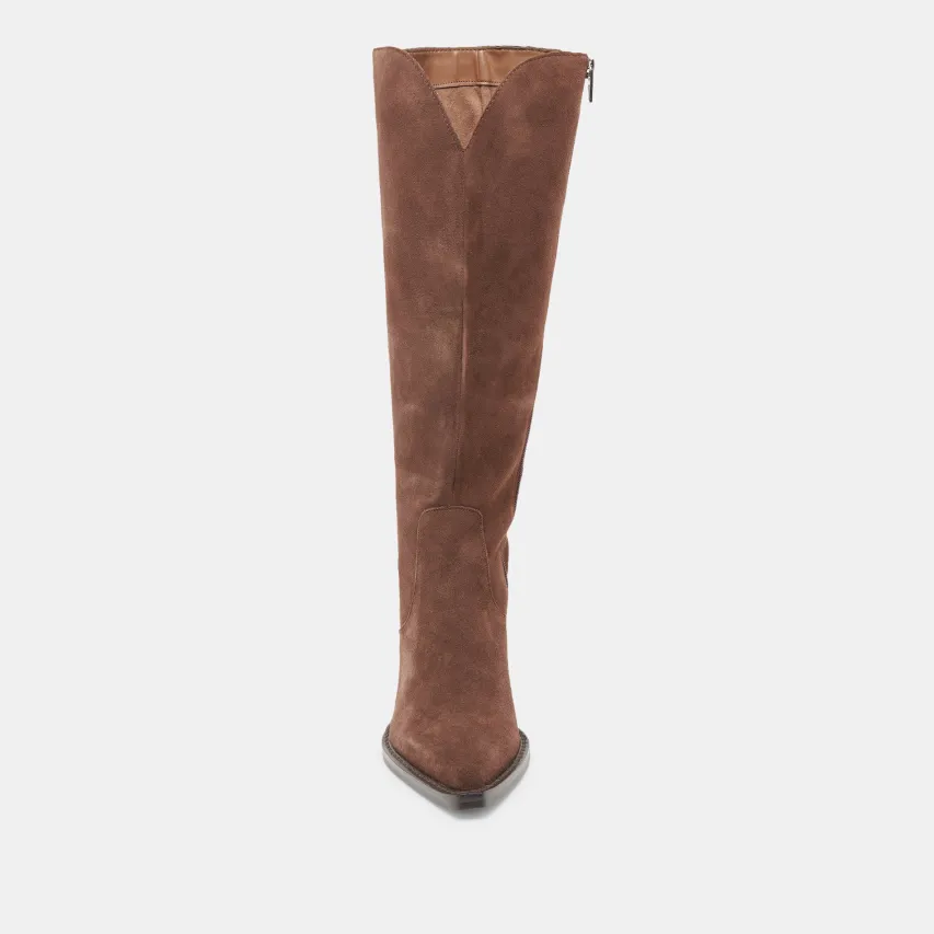 RAJ WIDE CALF BOOTS DK BROWN SUEDE^Dolce Vita Outlet