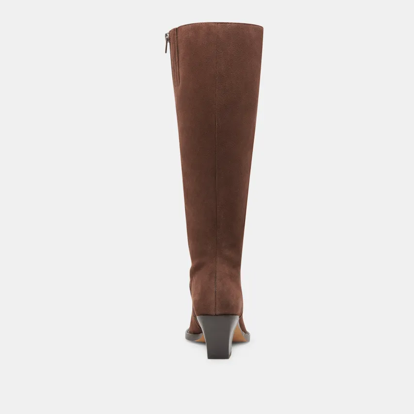 RAJ WIDE CALF BOOTS DK BROWN SUEDE^Dolce Vita Outlet