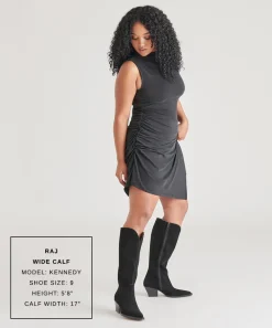 RAJ WIDE CALF BOOTS ONYX SUEDE^Dolce Vita Online