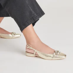 RAMANO FLATS PLATINUM DISTRESSED LEATHER^Dolce Vita Online