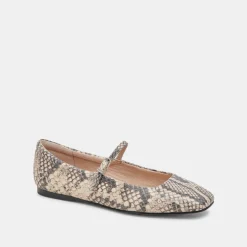 REYES BALLET FLATS BLACK WHITE SNAKE EMBOSSED^Dolce Vita Outlet