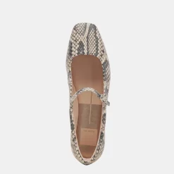 REYES BALLET FLATS BLACK WHITE SNAKE EMBOSSED^Dolce Vita Outlet