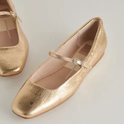 REYES BALLET FLATS GOLD DISTRESSED LEATHER^Dolce Vita Clearance
