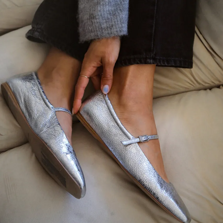 REYES BALLET FLATS SILVER DISTRESSED LEATHER^Dolce Vita Sale