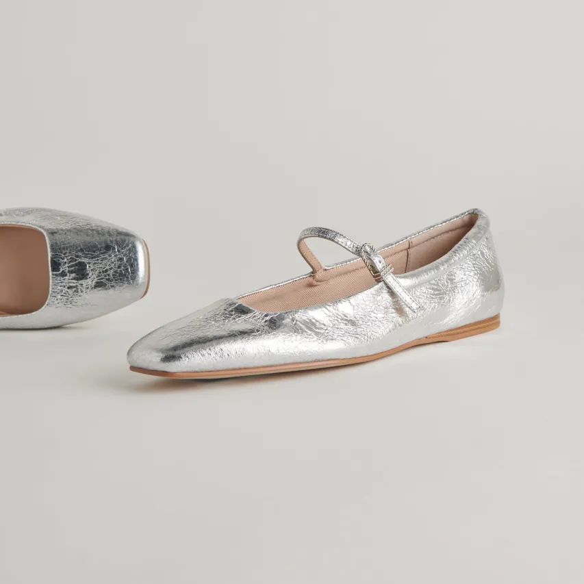 REYES BALLET FLATS SILVER DISTRESSED LEATHER^Dolce Vita Sale