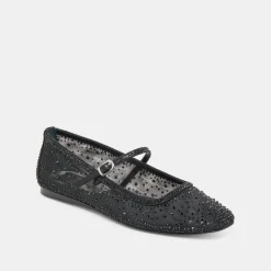 REYES CRYSTAL BALLET FLATS BLACK MESH^Dolce Vita Clearance