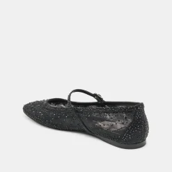 REYES CRYSTAL BALLET FLATS BLACK MESH^Dolce Vita Clearance