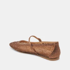 REYES CRYSTAL BALLET FLATS MID BROWN MESH^Dolce Vita Clearance