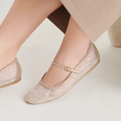 REYES CRYSTAL BALLET FLATS GOLD MESH^Dolce Vita Clearance