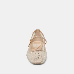 REYES CRYSTAL BALLET FLATS GOLD MESH^Dolce Vita Clearance