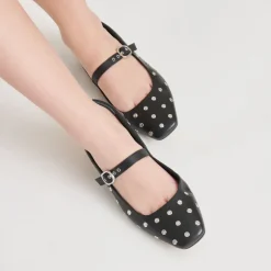 REYES STUD BALLET FLATS BLACK LEATHER^Dolce Vita Online