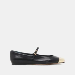 REYES TOE CAP BALLET FLATS BLACK LEATHER^Dolce Vita Clearance