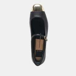 REYES TOE CAP BALLET FLATS BLACK LEATHER^Dolce Vita Clearance