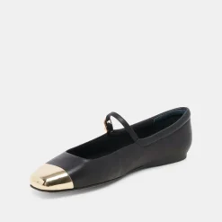 REYES TOE CAP BALLET FLATS BLACK LEATHER^Dolce Vita Clearance
