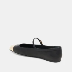 REYES TOE CAP BALLET FLATS BLACK LEATHER^Dolce Vita Clearance