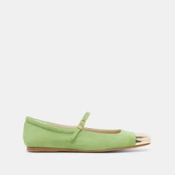 REYES TOE CAP BALLET FLATS LIME SUEDE^Dolce Vita Fashion