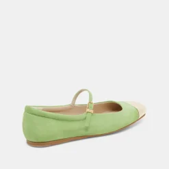 REYES TOE CAP BALLET FLATS LIME SUEDE^Dolce Vita Fashion