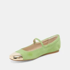 REYES TOE CAP BALLET FLATS LIME SUEDE^Dolce Vita Fashion