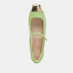 REYES TOE CAP BALLET FLATS LIME SUEDE^Dolce Vita Fashion