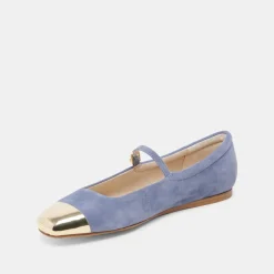 REYES TOE CAP BALLET FLATS BLUEBELL SUEDE^Dolce Vita Online