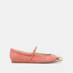 REYES TOE CAP BALLET FLATS CORAL SUEDE^Dolce Vita Outlet