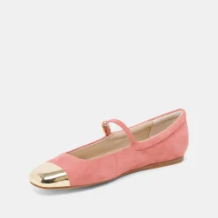 REYES TOE CAP BALLET FLATS CORAL SUEDE^Dolce Vita Outlet