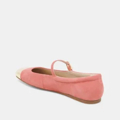 REYES TOE CAP BALLET FLATS CORAL SUEDE^Dolce Vita Outlet