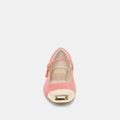 REYES TOE CAP BALLET FLATS CORAL SUEDE^Dolce Vita Outlet