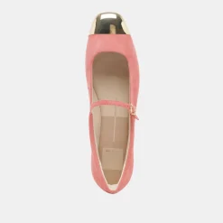 REYES TOE CAP BALLET FLATS CORAL SUEDE^Dolce Vita Outlet