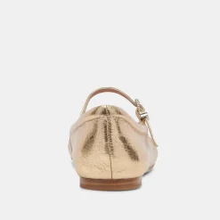 REYES WIDE BALLET FLATS GOLD DISTRESSED LEATHER^Dolce Vita New