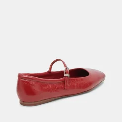 REYES WIDE BALLET FLATS RED CRINKLE PATENT^Dolce Vita New
