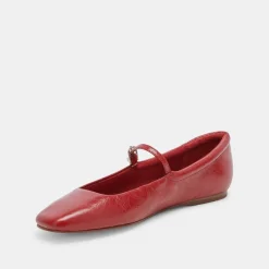 REYES WIDE BALLET FLATS RED CRINKLE PATENT^Dolce Vita New