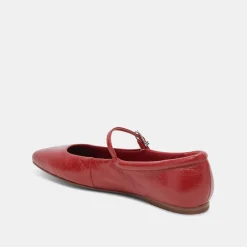 REYES WIDE BALLET FLATS RED CRINKLE PATENT^Dolce Vita New