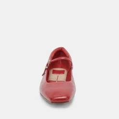REYES WIDE BALLET FLATS RED CRINKLE PATENT^Dolce Vita New