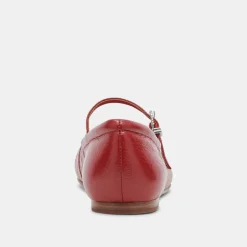 REYES WIDE BALLET FLATS RED CRINKLE PATENT^Dolce Vita New