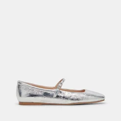 REYES WIDE BALLET FLATS SILVER DISTRESSED LEATHER^Dolce Vita Hot