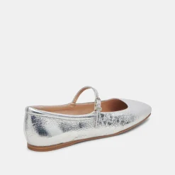 REYES WIDE BALLET FLATS SILVER DISTRESSED LEATHER^Dolce Vita Hot
