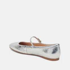 REYES WIDE BALLET FLATS SILVER DISTRESSED LEATHER^Dolce Vita Hot