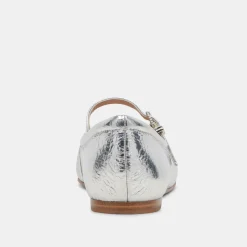 REYES WIDE BALLET FLATS SILVER DISTRESSED LEATHER^Dolce Vita Hot