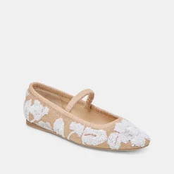RHODIE BALLET FLATS NATURAL MULTI FLORAL SEQUIN^Dolce Vita New