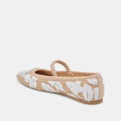RHODIE BALLET FLATS NATURAL MULTI FLORAL SEQUIN^Dolce Vita New